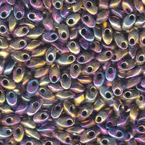 Miyuki 7mm Long Magatama Bead - LMA-188 - Metallic Purple Gold Iris