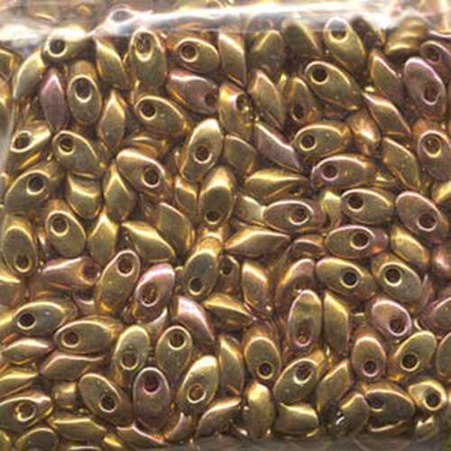 Miyuki 7mm Long Magatama Bead - LMA-199 - 24kt Gold Iris