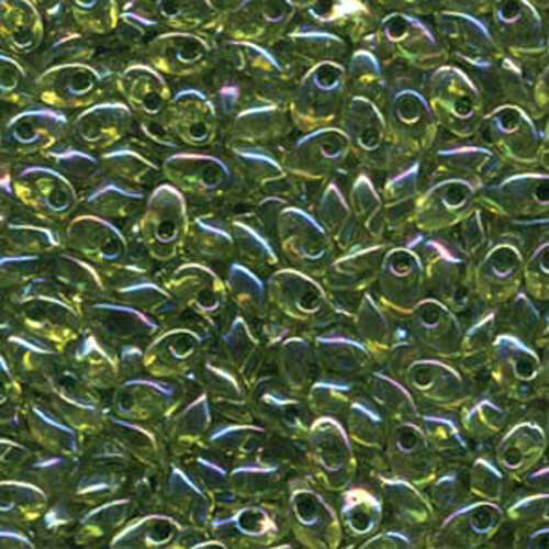 Miyuki 7mm Long Magatama Bead - LMA-341 - Green Lined Chartreuse AB