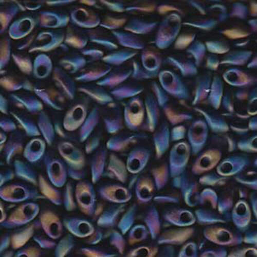 Miyuki 7mm Long Magatama Bead - LMA-401FR - Matte Black AB