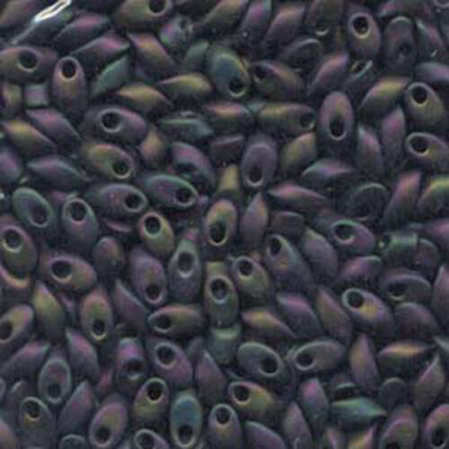 Miyuki 7mm Long Magatama Bead - LMA-2053 - Gunmetal Rainbow Frosted