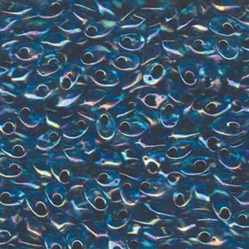 Miyuki 7mm Long Magatama Bead - LMA-2168 - Noir Lined Aqua AB