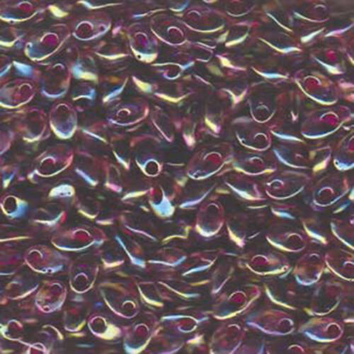 Miyuki 7mm Long Magatama Bead - LMA-2170 - Fuchsia Lined Smokey Amethyst AB