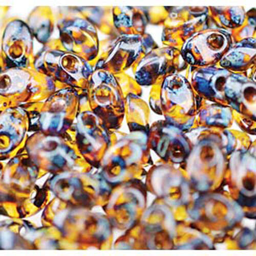 Miyuki 7mm Long Magatama Bead - LMA-4502 - Transparent Picasso Dark Amber