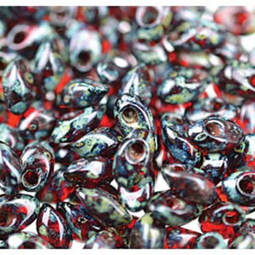 Miyuki 7mm Long Magatama Bead - LMA-4504 - Transparent Picasso Garnet