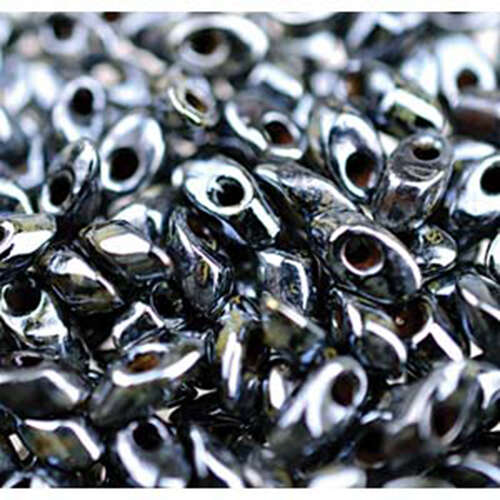 Miyuki 7mm Long Magatama Bead - LMA-4511L - Picasso Smokey Black Luster