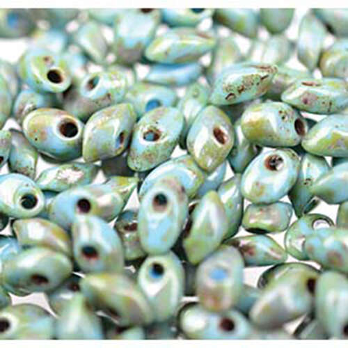 Miyuki 7mm Long Magatama Bead - LMA-4514 - Picasso Opaque Matte Seafoam Green