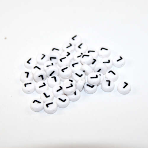 White & Black 'L' 7mm Alphabet Acrylic Flat Round Bead