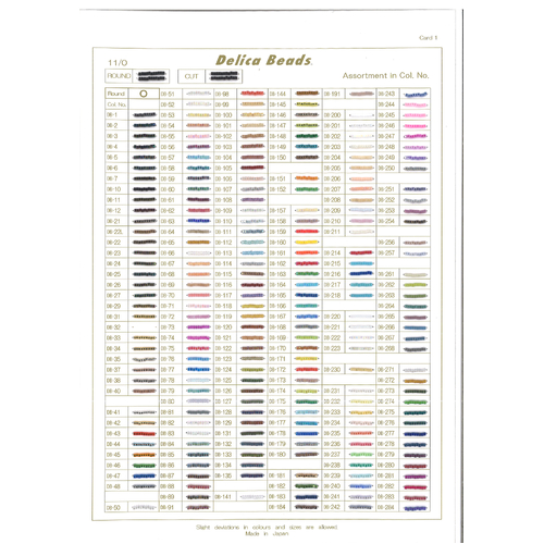 11/0 Delica Basic Colour Chart