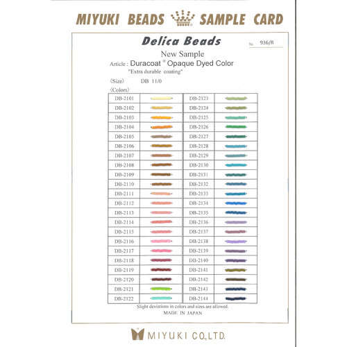 11/0 Delica Duracoat® Opaque Dyed Colour Chart