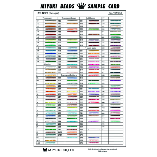 15/0 Hexagon (2 Cut) Colour Chart