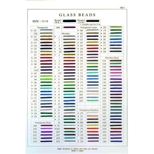 15/0 Round Basic Colour Chart