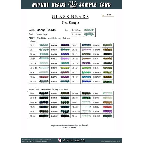 Berry Bead Basic Colour Chart