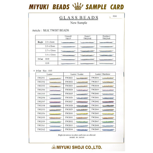 Silk Twist Bugle Bead Colour Chart