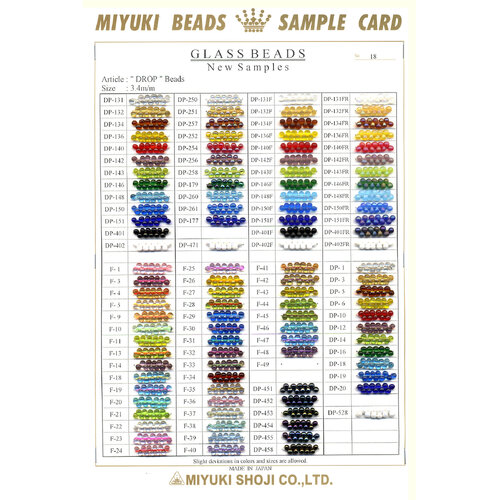 3.4mm Drop Bead Basic Colour Chart