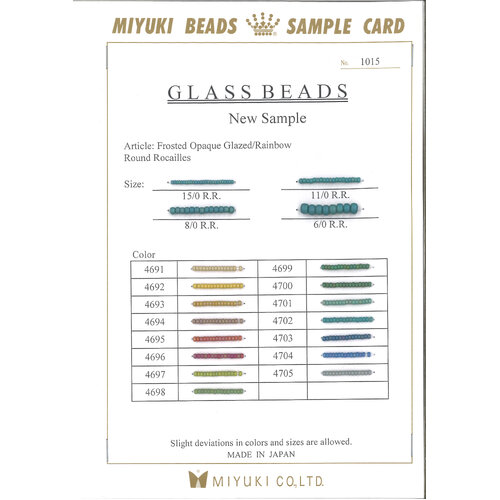 Frosted Opaque Glazed Colour Chart