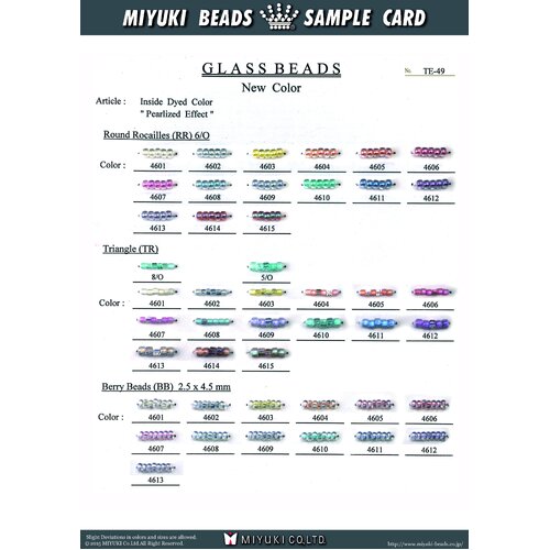 Inside Dyed “Pearlized Effect” Bead Colour Chart
