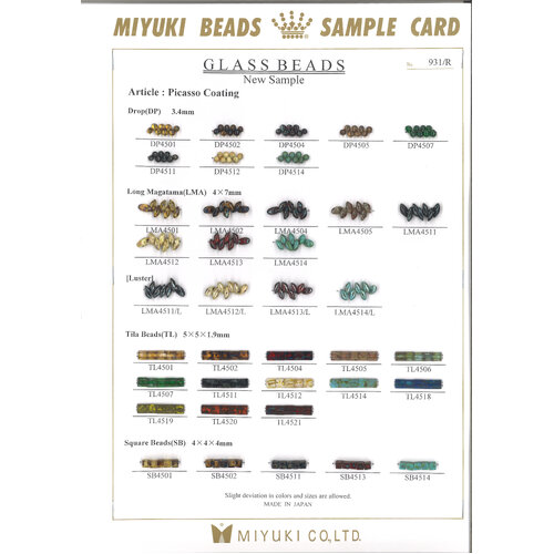Picasso Bead Colour Chart