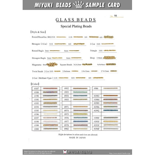 Special Plating Bead Colour Chart