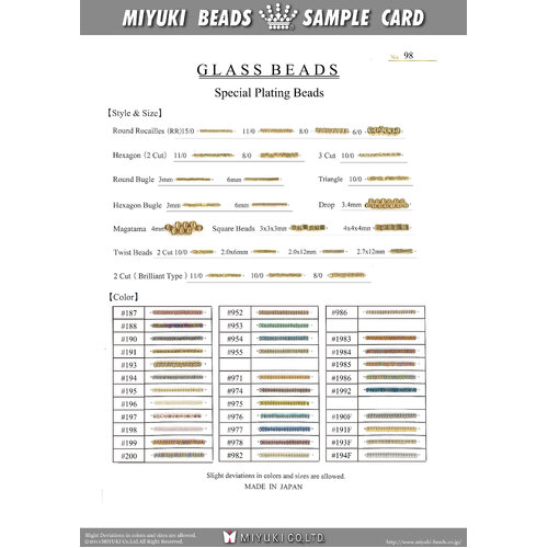 Special Plating Bead Colour Chart