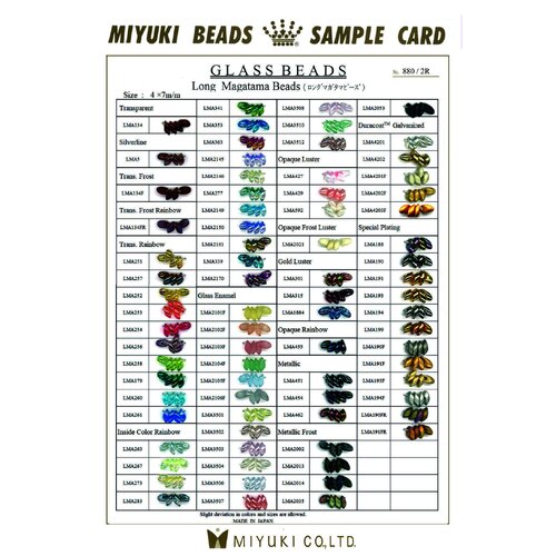 Long Magatama Bead Additional Colour Chart