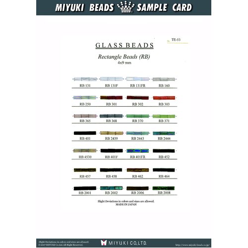 Rectangle Bead Colour Chart