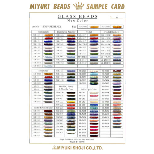 3mm & 4mm Square (Cube) Bead Additional Colour Chart (2)