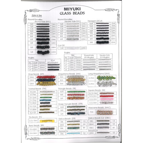 Miyuki Style and Size Chart
