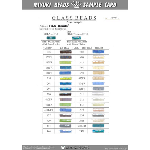 Tila and Half Tila Additional Colors Colour Chart