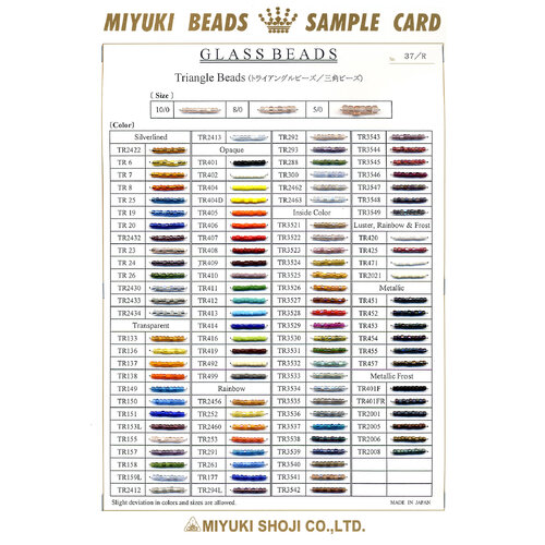 10/0, 8/0, 5/0 Triangle Bead Additional Colour Chart