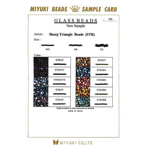 10/0, 8/0, 5/0 Sharp Triangle Bead Basic Colour Chart
