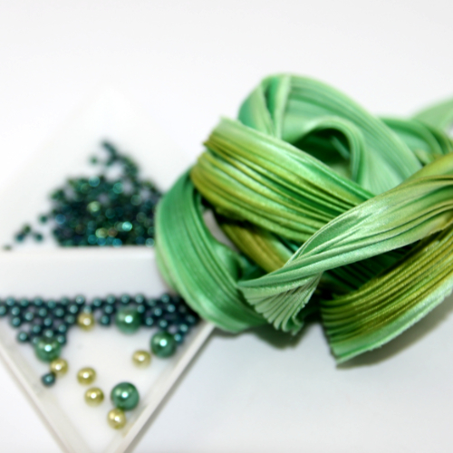On A String - Shibori Silk Earring Workshop Kit - Succulent Green