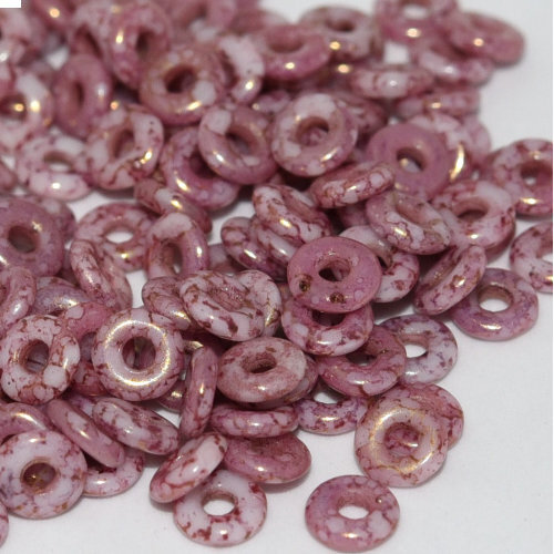  O Bead - Chalk White Teracota Purple - OB24-03000 -15496