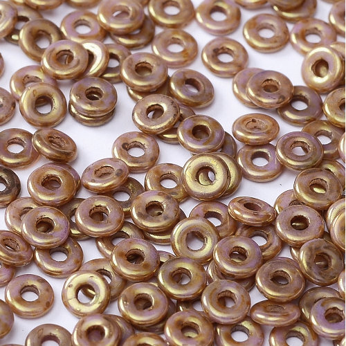  O Bead - Chalk White Lila Gold Luster - OB24-03000 -15695