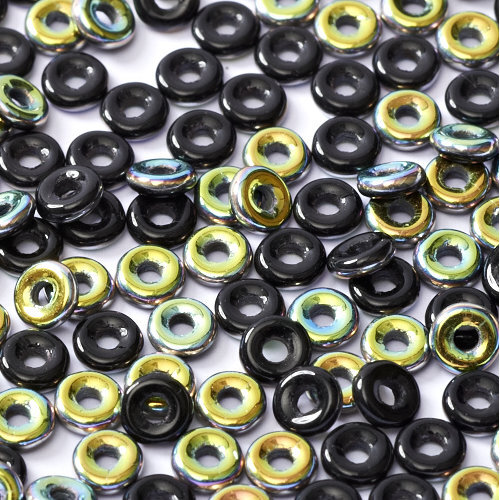  O Bead - Jet Vitrail - OB24-23980-28101 - 5gm Bag