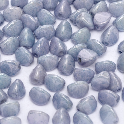 5mm x 3mm Pinch Bead - Chalk White Baby Blue Luster - 03000 -14464 