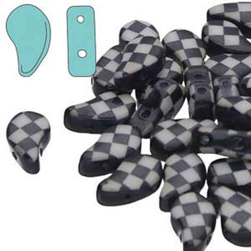 Paisley Duo 8mm x 5mm - Laser Checkered Black & White - PD8502010-24600CB