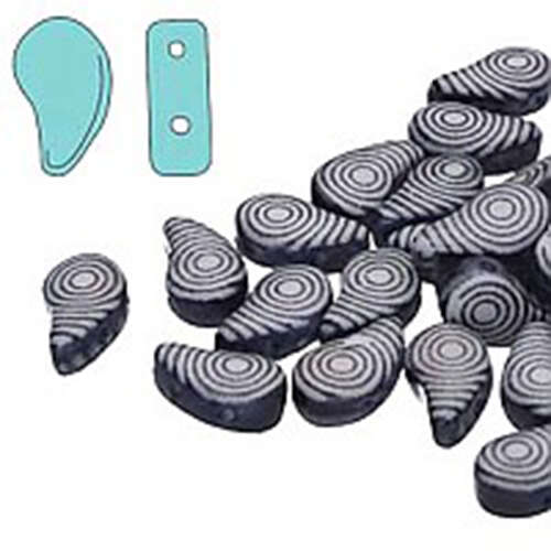 Paisley Duo 8mm x 5mm - Laser Finger Print Black & White - PD8502010-24600PB