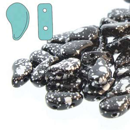 Paisley Duo 8mm x 5mm - Jet Silver Splash - PD8523980-15481