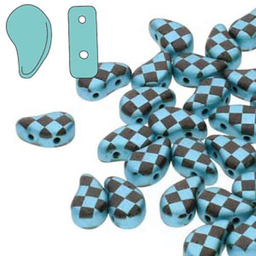 Paisley Duo 8mm x 5mm - Laser Checkered Jet Turquoise - PD8523980-25019CB