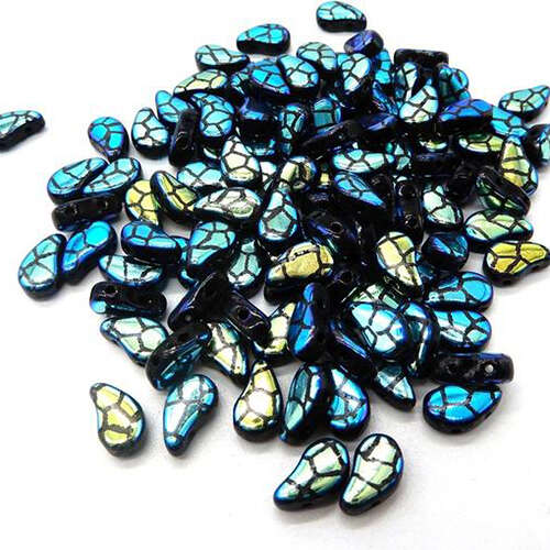 Paisley Duo 8mm x 5mm - Laser Cracked Jet AB - PD8523980-28703CR