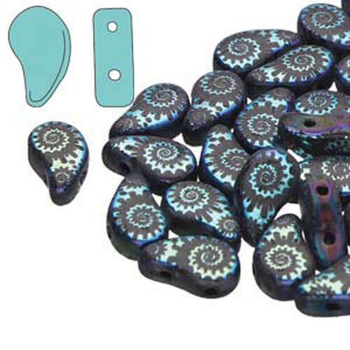 Paisley Duo 8mm x 5mm - Laser Shell Jet Matte AB - PD8523980-28703SH