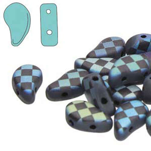 Paisley Duo 8mm x 5mm - Laser Checkered Jet Matte AB - PD8523980-28773CB