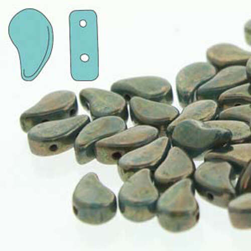Paisley Duo 8mm x 5mm - Turquoise Green Bronze Picasso - PD8563130-15695