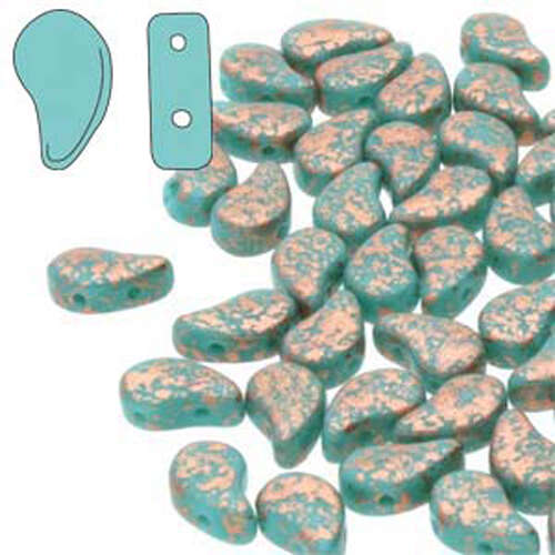Paisley Duo 8mm x 5mm - Turquoise Green Copper Splash - PD8563130-94412