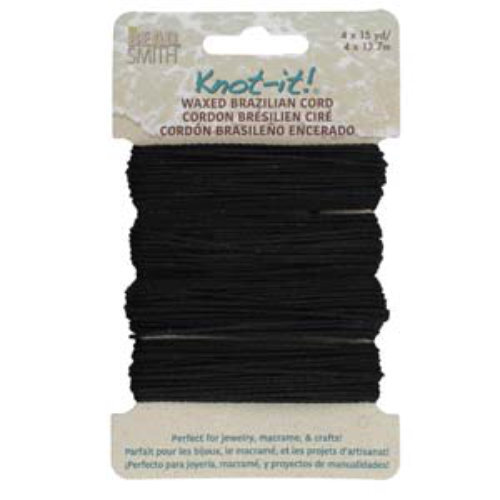 Brazilian 2 Ply Waxed Polyester Cord - PLY04-MIX01 - Black