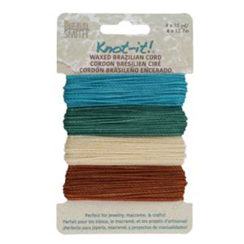 Brazilian 2 Ply Waxed Polyester Cord - PLY04-MIX08 - Beach and Sea