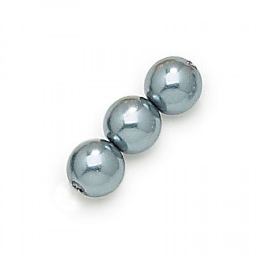 6mm Hematite Czech Glass Pearl - 0488