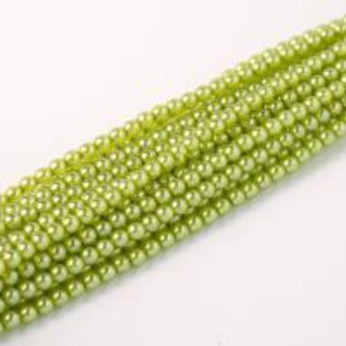 2mm Czech Glass Pearl - 150 Bead Strand - Lime Green - Crystal - 00030-63554