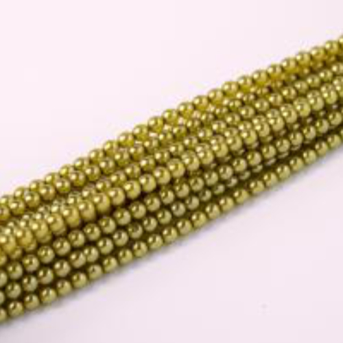 2mm Czech Glass Pearl - 150 Bead Strand - Mustard - Crystal - 00030-63577